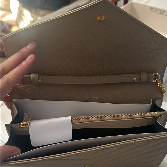 Yves Saint Laurent Taupe Quilted Clutch - Picture 3 of 4